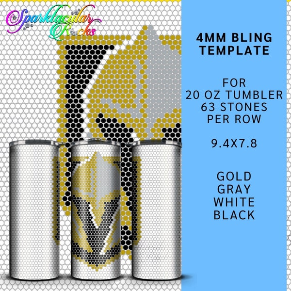 166 Bling Tumbler Template |  ss16 4mm | bling template | bling | 63 stones per row | 20 oz straight tumbler | rhinestone template