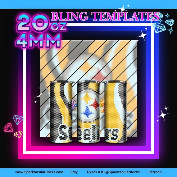 400# Rhinestone Pattern Bling Template | SS16 4mm | 61x60 | 20oz Straight Tumbler | Tumbler Design