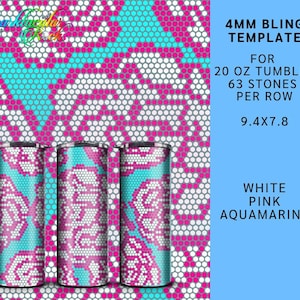 317# Rhinestone Tumbler Template |  ss16 4mm | bling template | bling | 63 stones per row | 20 oz tumbler | rhinestone