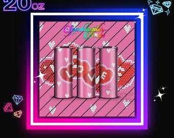 Bling Tumbler Template: SS16 Rhinestone Pattern (20oz Straight Tumbler) (PNG Digital Download