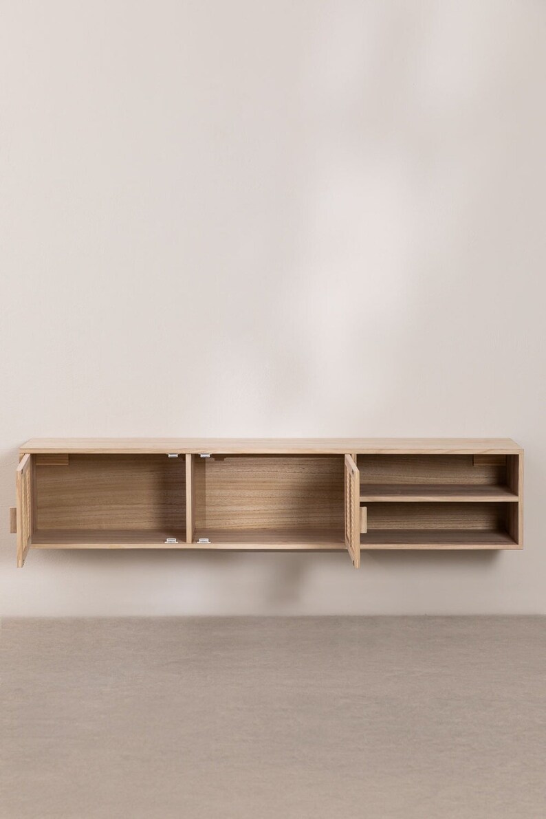 Wall Mounted TV Unit Large Tv Console Wood Tv Stand Living Etsy UK