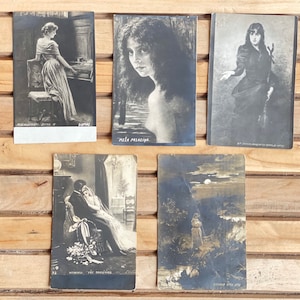 Conjunto de 5 cartões postais vintage, cartões postais retrô, lote de cartões postais