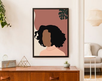 Natural Flex Art Print, Black Woman Art, Black Girl Wall Art, Printable Art, African American Wall Art, Fashion Print, Instant Download