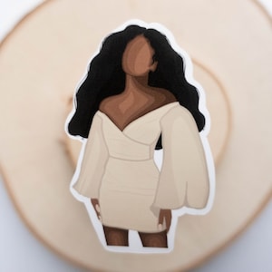 Pretty Lady in Dress, Black Woman Sticker, Black Girl Sticker,For Black People, BLM Stickers, Black People, Black Owned, Black Gifts