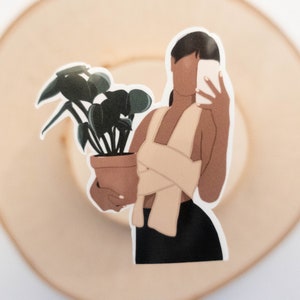 Plant Mom Sticker , Black Woman Sticker, Black Girl Sticker,Plant Lover Sticker, Plant Sticker, Black People, Black Owned, Black Gifts