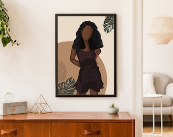 Purple Rain Lady Kunstdruck, Black Woman Art, Black Girl Wandkunst, druckbare Kunst, Afroamerikanische Wandkunst, Fashion Print, Sofort Download