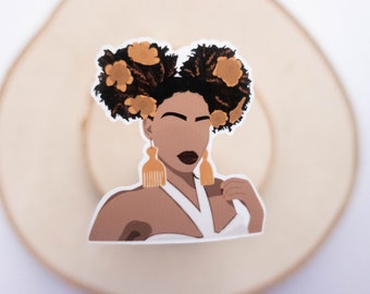 Buns Buns Sticker , Autocollant femme noire, autocollant fille noire, pour les noirs, autocollants BLM, personnes noires, propriété noire, cadeaux noirs