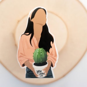 You Grow Girl Stickers, Black Woman Sticker, Black Girl Sticker, For Black People, Plant Sticker, Cactus Plant Sticker, Black Gifts