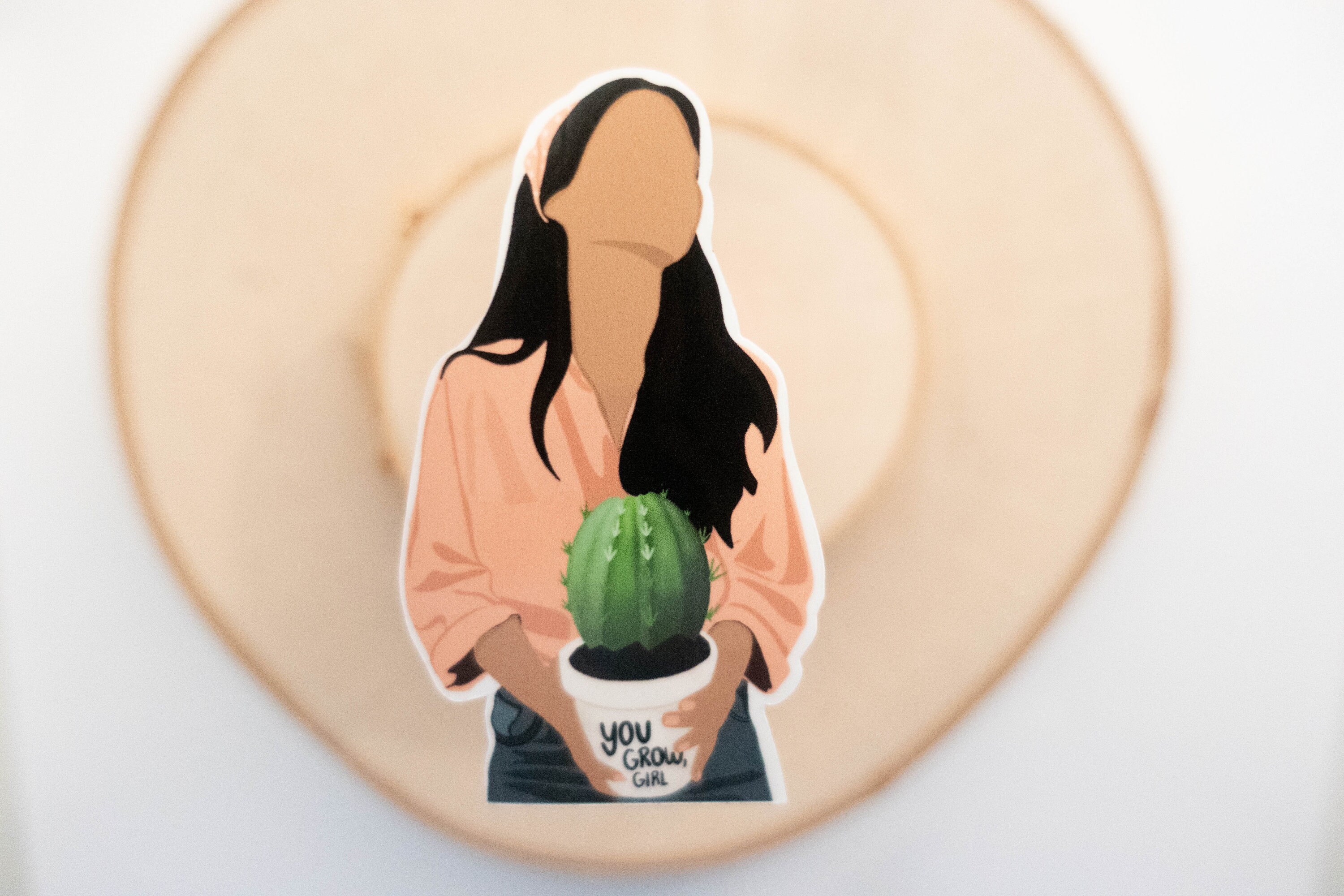 You Grow Girl Stickers , Black Woman Sticker, Black Girl Sticker,For Black People,Plant Sticker, Cactus Plant Sticker, Black Gifts