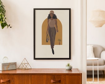 Come Thru Drippin Kunstdruck, Schwarze Frau Kunst, Schwarzes Mädchen Wandkunst, druckbare Kunst, afroamerikanische Wandkunst, Modedruck, Sofortiger Download