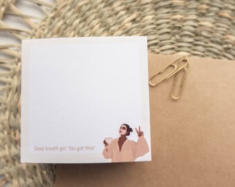 Self Care Woman Sticky Notes,  mini notepad, post it notes, cute stationery, planner stationery, memo pad, blank stick notes, to do list,