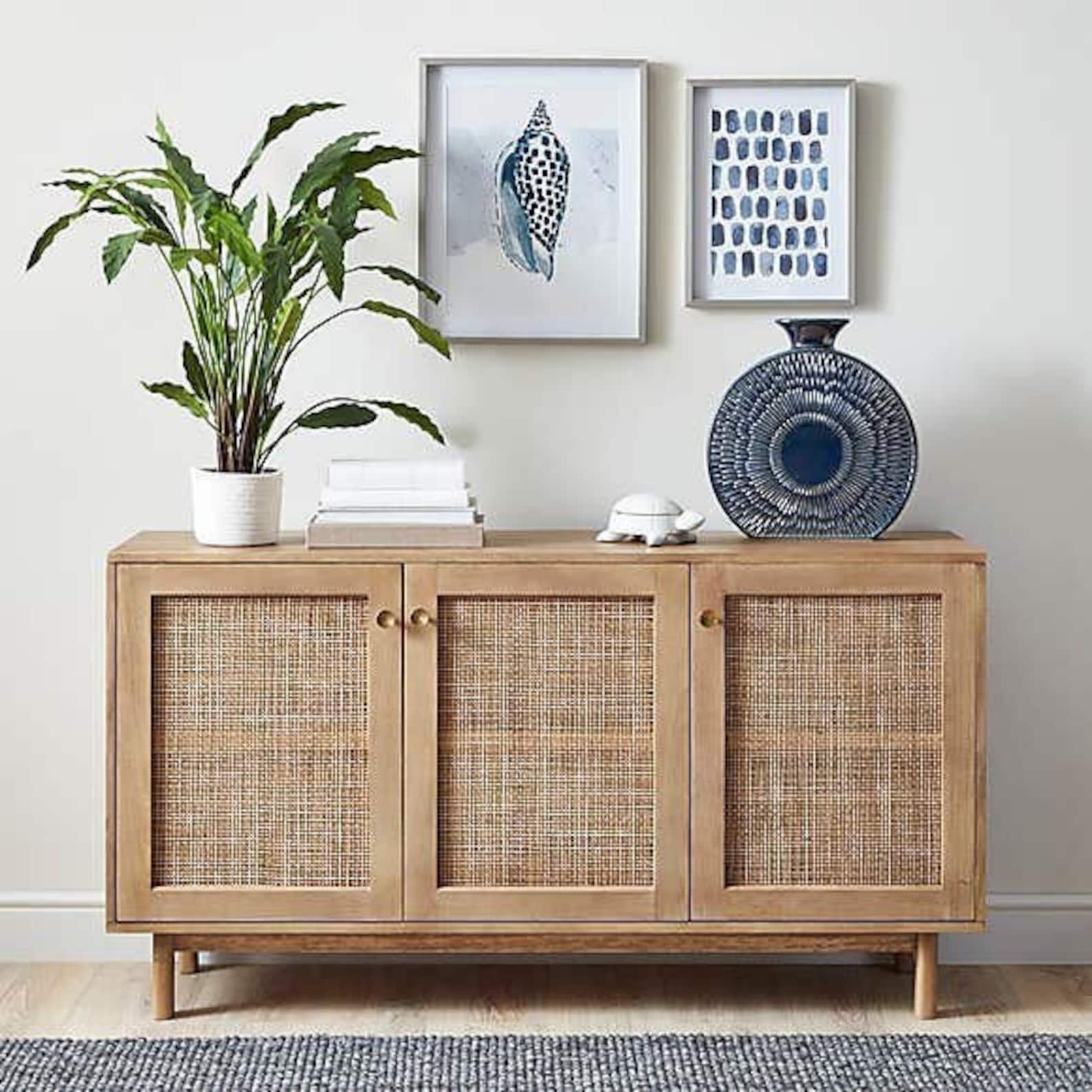 Rattan Cane Farmhouse Media Console TV Stand Etsy UK