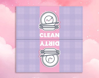 Chic Clean/Dirty Dishwasher Magnet - Laminated & Shiny, Functional Kitchen Decor, Ideal for New Homeowners