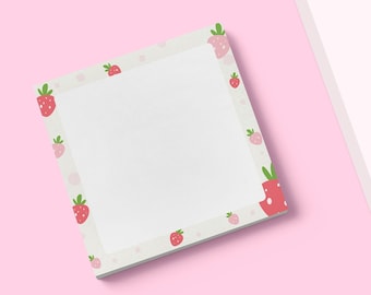 Sweet Strawberry Sticky Notes - Adorable Fruit Notepad for Quick Reminders - Eco-Friendly Stationery Gift