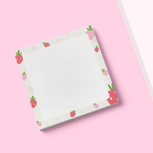 Sweet Strawberry Sticky Notes - Adorable Fruit Notepad for Quick Reminders - Eco-Friendly Stationery Gift