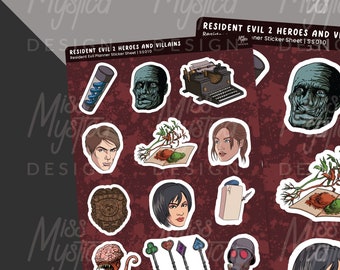 Resident Evil Heroes and Villians Sticker Sheet | Sailor Senshi for Planners Bullet Journal Notebook or Scrapbook