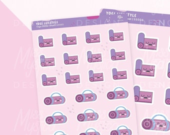 Yoga Workouts Sticker Sheet | For Planners Bullet Journal Notebook or Scrapbook