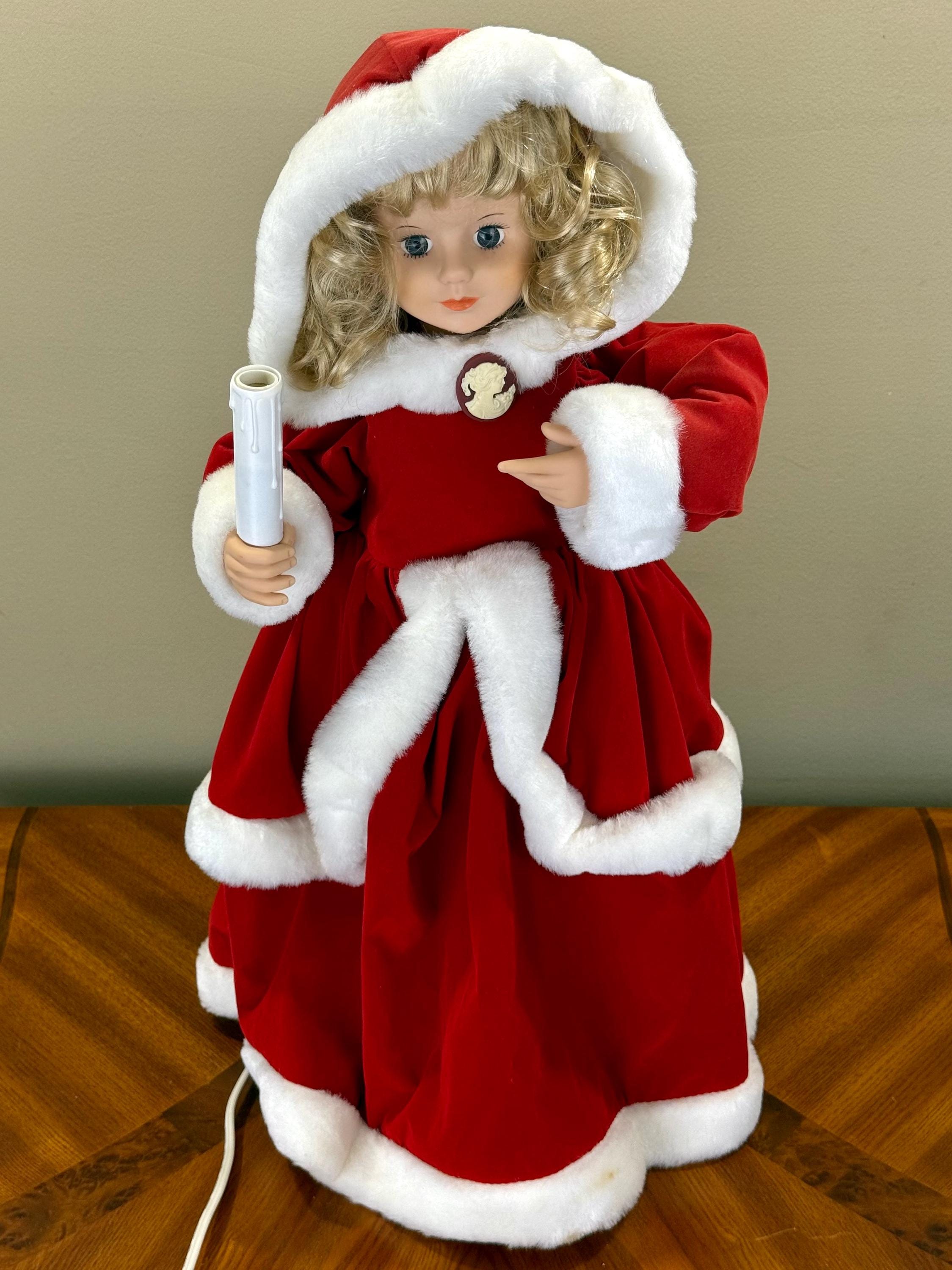 Vintage Telco Motion-ette Animated Victorian Christmas Girl in Red