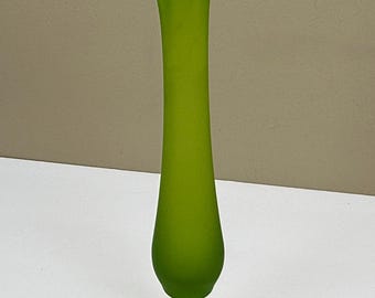 Westmoreland Satin Glass Swung Vase Green With Floral  display picture 1