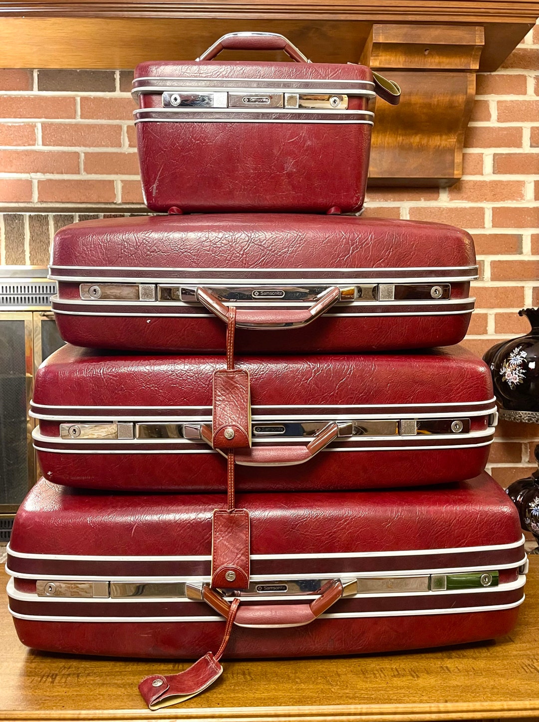 Vintage Samsonite Red Hardshell Suitcase Luggage 4 Piece Set Etsy