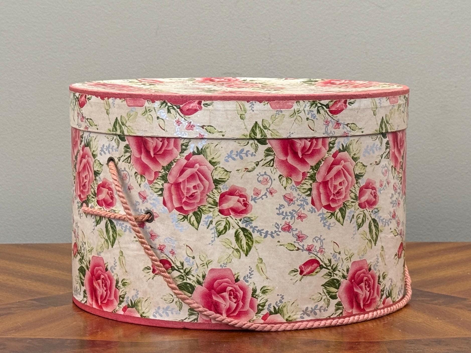 Vintage Pink Rose Floral Hat Box – Decorative Storage Collectible - Etsy
