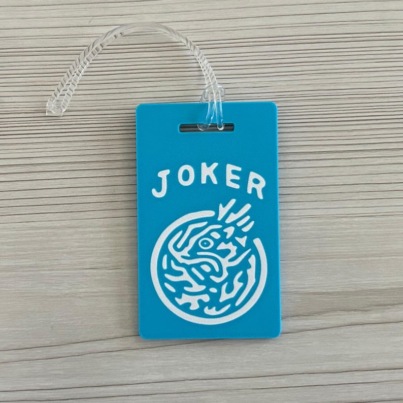Mah Jongg - Mahjong Joker Luggage Tag/Purse Accessory with Clear Plastic Strap - Christmas/Birthday/Party Hostess Gift Blue