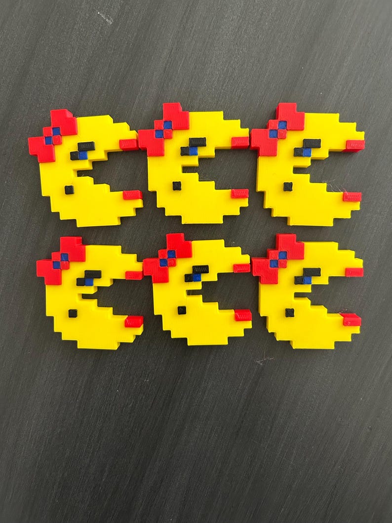 Retro Arcade Game Cupcake/Cake Toppers, 8-Bit Party Decorations 6 Ms. Pac-Man