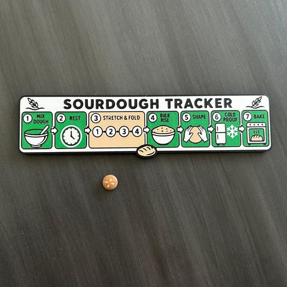 Sourdough Bread Making Tracker with Moving Magnetic Bread Marker | 7 Step Sourdough Process Tracker | Sourdough Baker Gift | Kitchen Decor