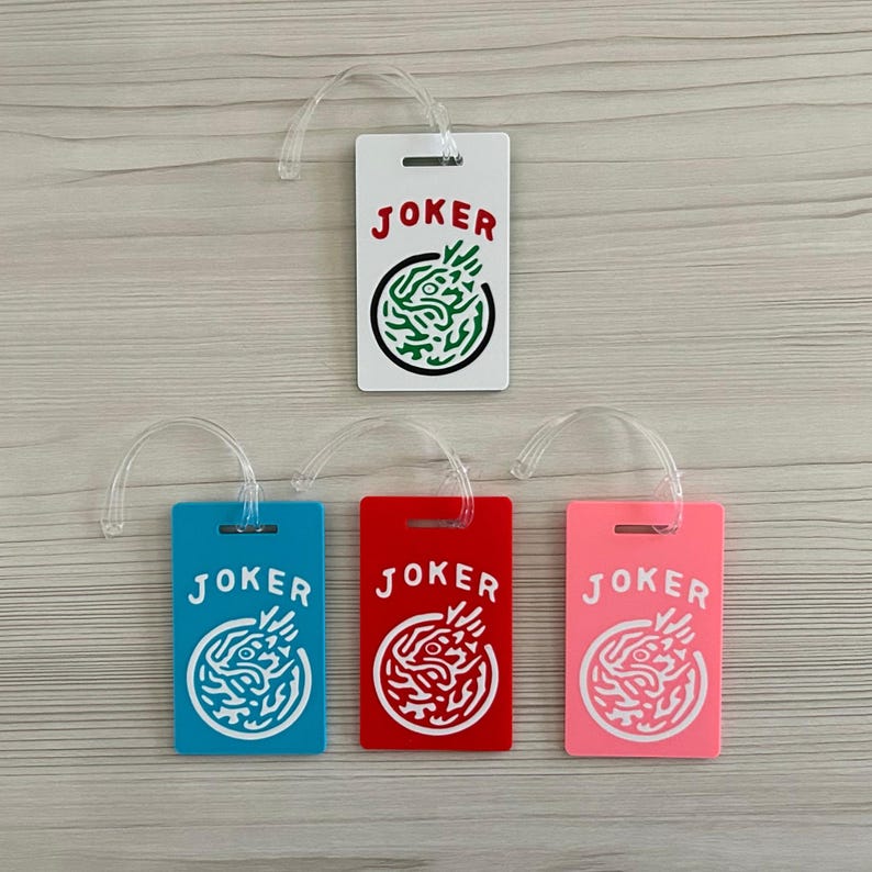 Mah Jongg - Mahjong Joker Luggage Tag/Purse Accessory with Clear Plastic Strap - Christmas/Birthday/Party Hostess Gift image 1