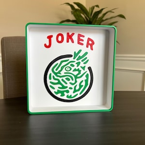 Mahjong Joker, Mah-Jongg Joker Gift 8&quot; Display Refillable Reusable 3D Handmade Printed Trays for Treats, Candy and More, Self Standing