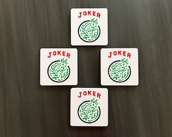 Mahjong Joker Drink Coasters, Mahjong Gift, Mah-Jongg Table Game, Tournament with Friends 3-D Printed Plastic (Set of 4)