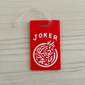 Mah Jongg - Mahjong Joker Luggage Tag/Purse Accessory with Clear Plastic Strap - Christmas/Birthday/Party Hostess Gift Red