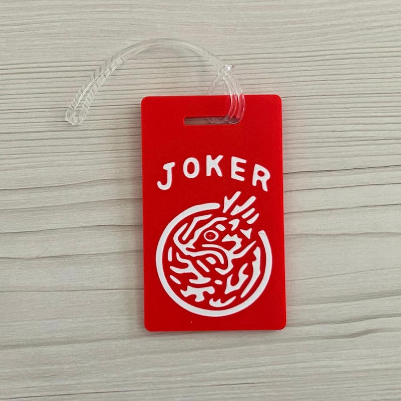 Mah Jongg - Mahjong Joker Luggage Tag/Purse Accessory with Clear Plastic Strap - Christmas/Birthday/Party Hostess Gift Red