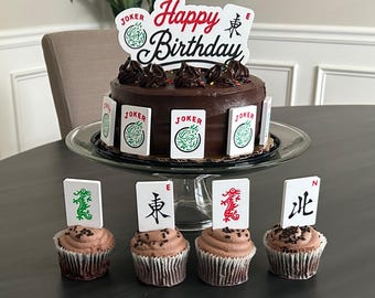 Mahjong/ Mah Jongg Cupcake/Cake Toppers-Reusable-3D Printed Plastic Party Decorations/ Party Favors