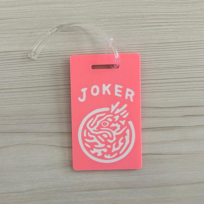 Mah Jongg - Mahjong Joker Luggage Tag/Purse Accessory with Clear Plastic Strap - Christmas/Birthday/Party Hostess Gift Pink