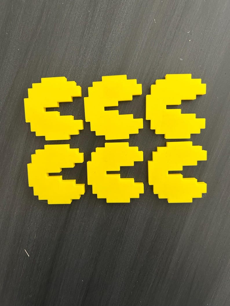 Retro Arcade Game Cupcake/Cake Toppers, 8-Bit Party Decorations 6 Pac-Man