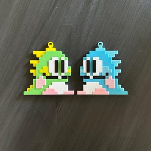 Retro Arcade Game Bubble  Bobble (Bub and Bob)  Ornaments (Set of 2)