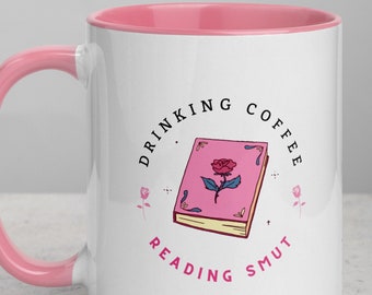 Drinking Coffee, Reading Smut Mug // Bookish mug, bookish merch, spicy book merch