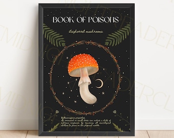 Fourth Wing inspired Book of Poisons print ~ Leighorrel Mushrooms // Digital download, Rebecca Yarros, Fourth Wing Print, Bookish print