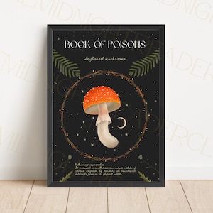 Fourth Wing inspired Book of Poisons print ~ Leighorrel Mushrooms // Digital download, Rebecca Yarros, Fourth Wing Print, Bookish print