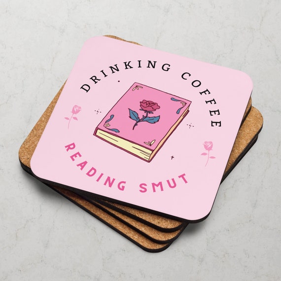 Drinking Coffee, Reading smut coaster // Bookish coaster, bookish merch, spicy book merch
