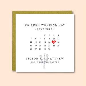 Personalised wedding date card calendar | Marriage wedding gift card | New married couple