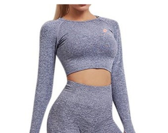 Womens Crop Tee | Activewear | Female Crop | Seamless Crop | Workout Clothes | Yoga Set | Seamless | Gym | Womens Fashion | Long Sleeve Crop