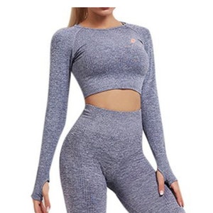Womens Crop Tee | Activewear | Female Crop | Seamless Crop | Workout Clothes | Yoga Set | Seamless | Gym | Womens Fashion | Long Sleeve Crop