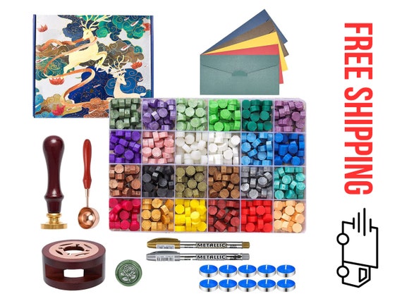 Wax Seal Stamp Kit With Gift Box,sealing Wax Kit With 630 Pcs Wax Beads,wax  Seal Warmer,envelopes Metallic Pens,gift for Wedding & Christmas 
