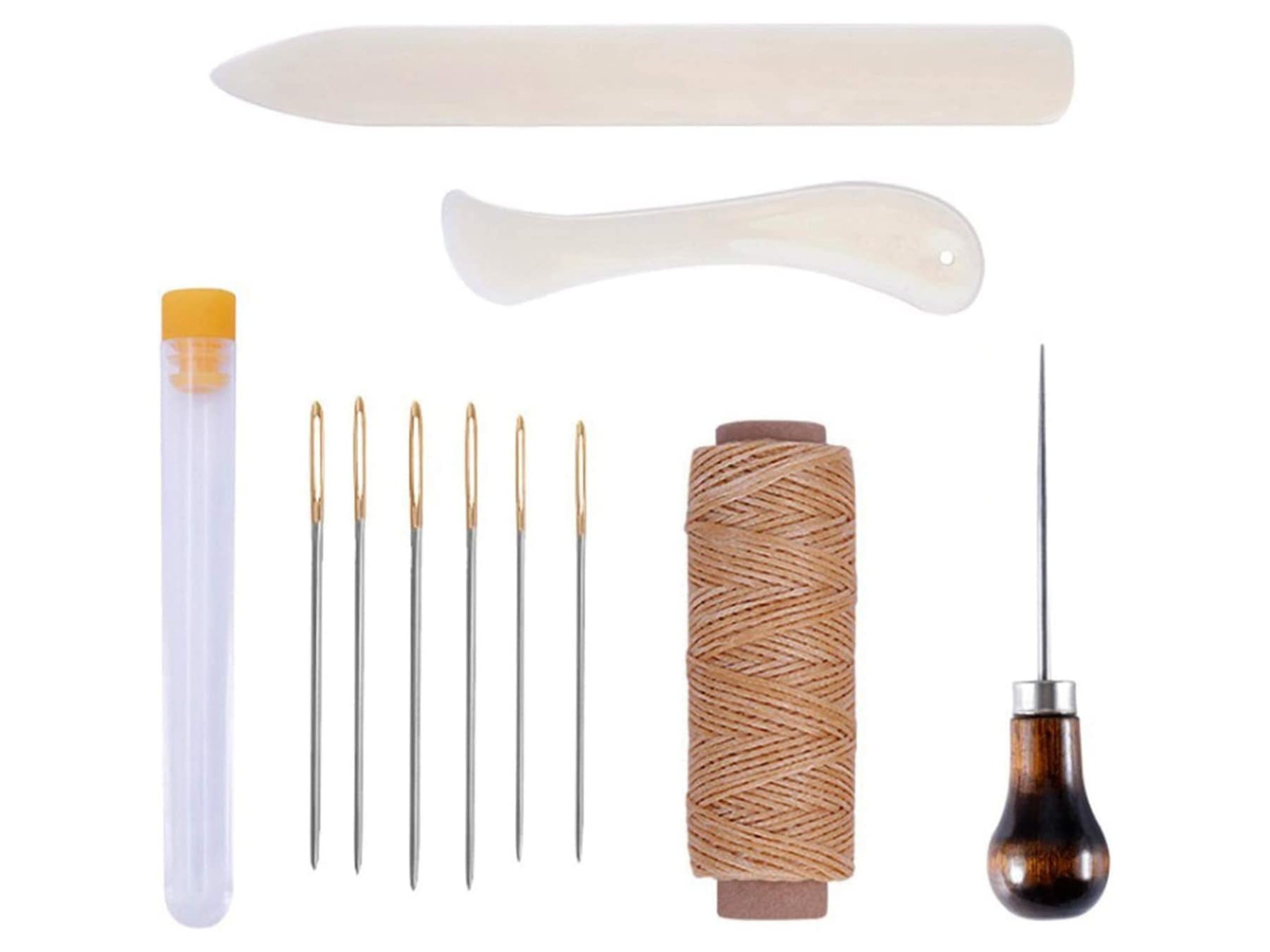 Bookbinding Kit 11 PCS ,bookbinding Supplies With Bone Folder Paper  Creaser, Waxed Thread, Awl, Large-eye Needles for Books & Scrapbooking 