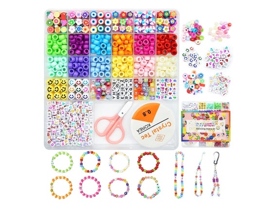 Bead Bracelet Making Kit, Bead Friendship Bracelets Kit with Pony Beads  Letter Beads Charm Beads and