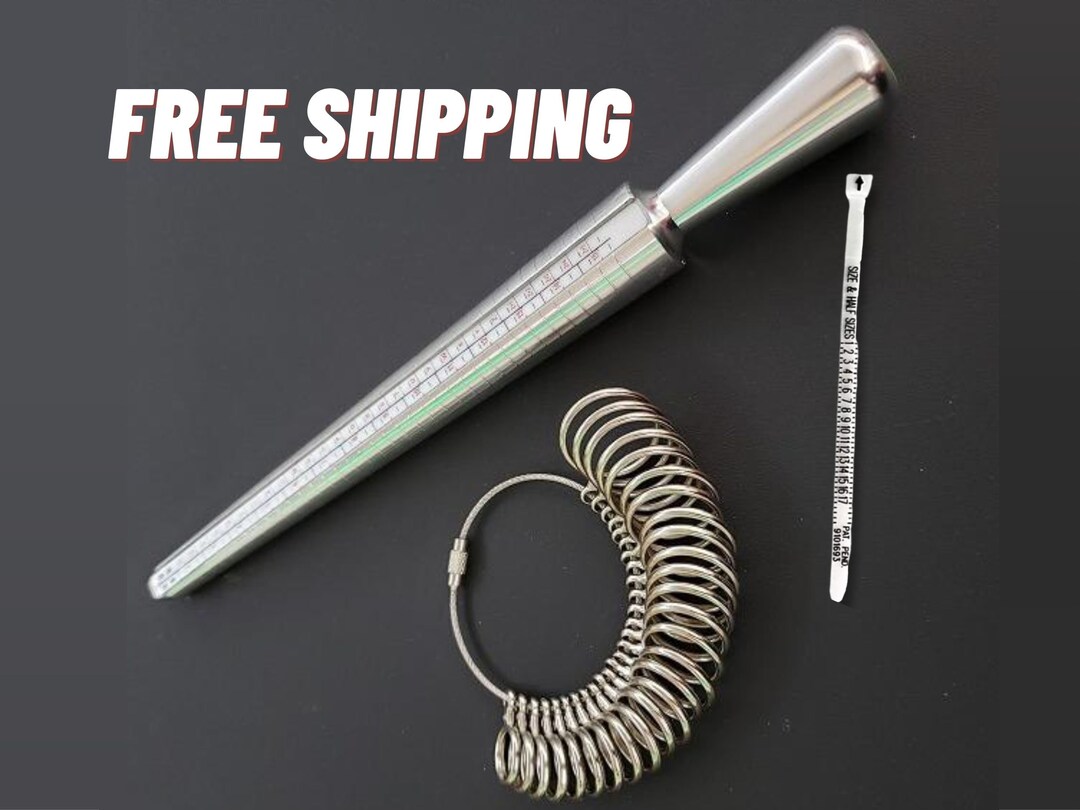 Ring Sizer With Ring Mandrel Ring Size Chart Full and Half Etsy