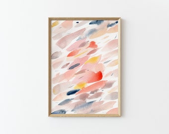 Warm Abstract Watercolor Print 5x7 - Wall Art Decor - Giclee - Greeting card