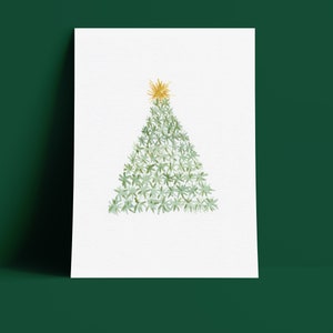 Sapin de Noël aquarelle 5 x 7 - Art mural déco - jet d'encre - carte de voeux